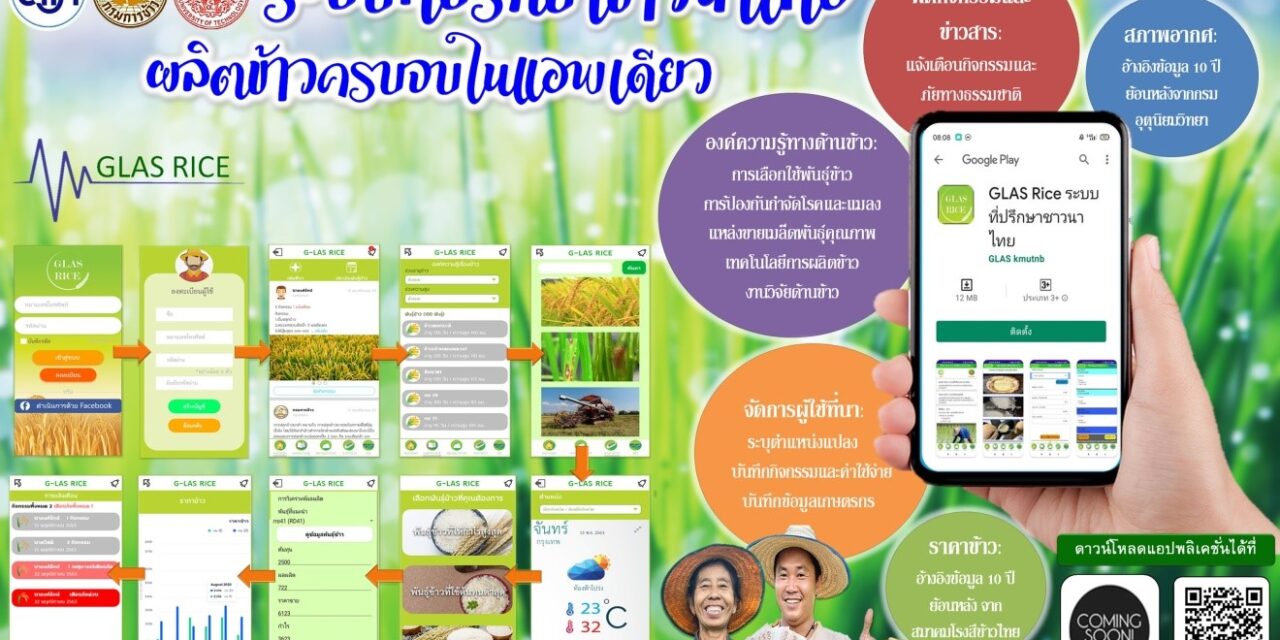กรมการข้าว ซุ่มพัฒนาแอพพลิเคชั่น “ระบบที่ปรึกษาชาวนาไทย”  ช่วยชาวนาบริหารจัดการข้าวอย่างครบวงจรด้วยตัวเอง