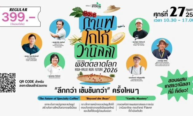 เชิญร่วมงานสัมมนา HIGH-VALUE AGRI FUTURE : กาแฟ–โกโก้–วานิลลา พิชิตตลาดโลก